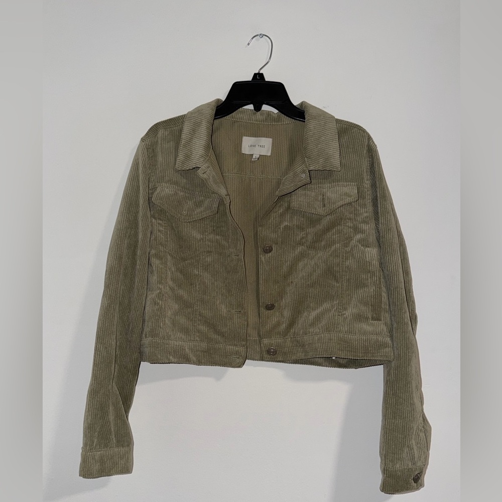 Love Tree Sage Corduroy Utility Jacket